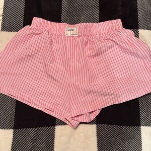 SHEIN Pink and White Striped Athletic Shorts